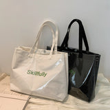 Women Canvas Shoulder Bag Transparent PVC Handbag Waterproof