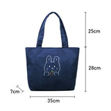 Women Corduroy Handbag Canvas Shoulder Bag Large Capacity Bear Tote Female Bags