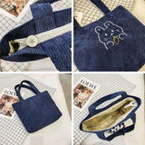Women Corduroy Handbag Canvas Shoulder Bag Large Capacity Bear Tote Female Bags