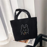Women Corduroy Handbag Canvas Shoulder Bag Large Capacity Bear Tote Female Bags