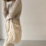 Women Corduroy Shoulder Bag Large Capacity Casual Totes Handbag