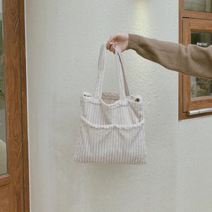 Women Corduroy Shoulder Bag Large Capacity Casual Totes Handbag