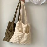 Women Corduroy Shoulder Bag Large Capacity Casual Totes Handbag