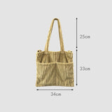 Women Corduroy Shoulder Bag Large Capacity Casual Totes Handbag