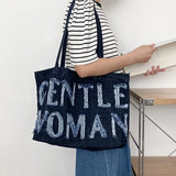 Women Cowboy Shoulder Bag Tote Bags Large Capacity Canvas Shopping Bag