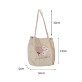 Rabbit Embroidery Handbag Corduroy Shoulder Bag