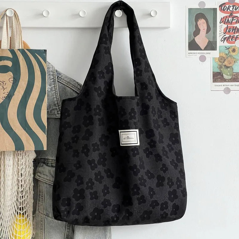 Women Floret Jacquard Polyester Handbag Canvas Shoulder Bag Large Capacity Tote