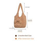 Plush Winter Shoulder Bag Large Tote Satchel Purse Lambs Wool Shopping Bags