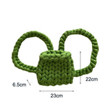 Women Wool Knitted Backpack Crochet Handbag Shoulder Purse Candy Bag