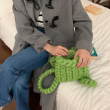 Women Wool Knitted Backpack Crochet Handbag Shoulder Purse Candy Bag