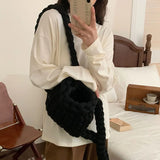 Women Wool Knitted Backpack Crochet Handbag Shoulder Purse Candy Bag