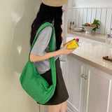 Embroidered Plaid Cloth Shoulder Bag Drawcord Handbag