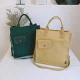 Canvas Tote Girl Casual Shopper Handbag Solid Schoolbag