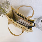 Canvas Tote Girl Casual Shopper Handbag Solid Schoolbag