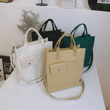 Canvas Tote Girl Casual Shopper Handbag Solid Schoolbag
