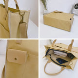 Canvas Tote Girl Casual Shopper Handbag Solid Schoolbag