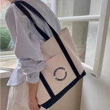 Women Handbag Letter Printing Shoulder Bag Cotton Tote Shopping Canvas Bags