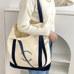Women Handbag Letter Printing Shoulder Bag Cotton Tote Shopping Canvas Bags