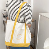 Women Handbag Letter Printing Shoulder Bag Cotton Tote Shopping Canvas Bags
