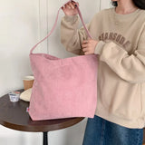 Corduroy Tote Bag Large Capacity Canvas Handbag