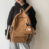 Corduroy Women's Backpack for School Girls