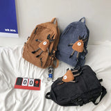 Corduroy Women's Backpack for School Girls