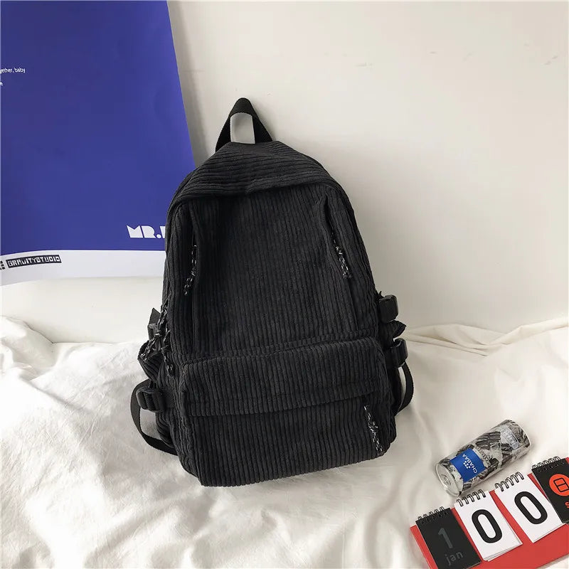Corduroy Women's Backpack for School Girls