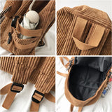Corduroy Women's Backpack for School Girls