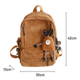 Corduroy Women's Backpack for School Girls