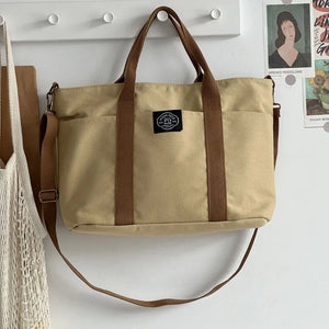 Canvas Cross-Body Shoulder Bag with Zipper Closure