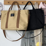 Canvas Cross-Body Shoulder Bag with Zipper Closure