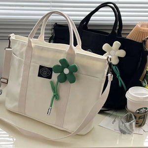 Canvas Cross-Body Shoulder Bag with Zipper Closure