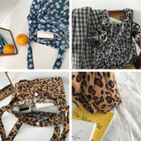Leopard Print Corduroy Shoulder Bag Large Capacity Totes