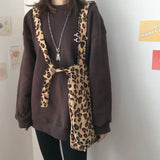 Leopard Print Corduroy Shoulder Bag Large Capacity Totes