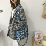 Leopard Print Corduroy Shoulder Bag Large Capacity Totes