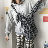 Leopard Print Corduroy Shoulder Bag Large Capacity Totes