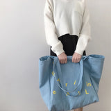 Women's Cotton Canvas Shoulder Bag Casual Tote Bags