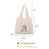 Women's Shoulder Cotton Canvas Bag with Rabbit Pendant Large Capacity Tote