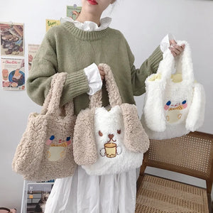 Plush Shoulder Bag Girls Purse Handbag Totes Cartoon Design