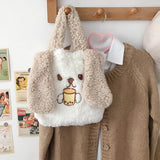 Plush Shoulder Bag Girls Purse Handbag Totes Cartoon Design