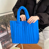 Women's Space Cotton Soft Handbag Vertical Striation Square Casual Tote