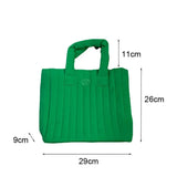 Women's Space Cotton Soft Handbag Vertical Striation Square Casual Tote