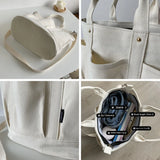 Women's Thick Canvas Tote Messenger Bag Zipper Closure