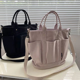 Women's Thick Canvas Tote Messenger Bag Zipper Closure