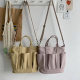 Women's Thick Canvas Tote Messenger Bag Zipper Closure