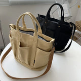 Women's Thick Canvas Tote Messenger Bag Zipper Closure