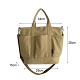 Women's Thick Canvas Tote Messenger Bag Zipper Closure