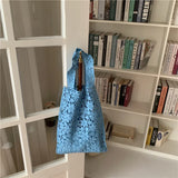 Woven Shoulder Bag Hook Flower Lace Tote Bags Summer Beach Cotton Portable