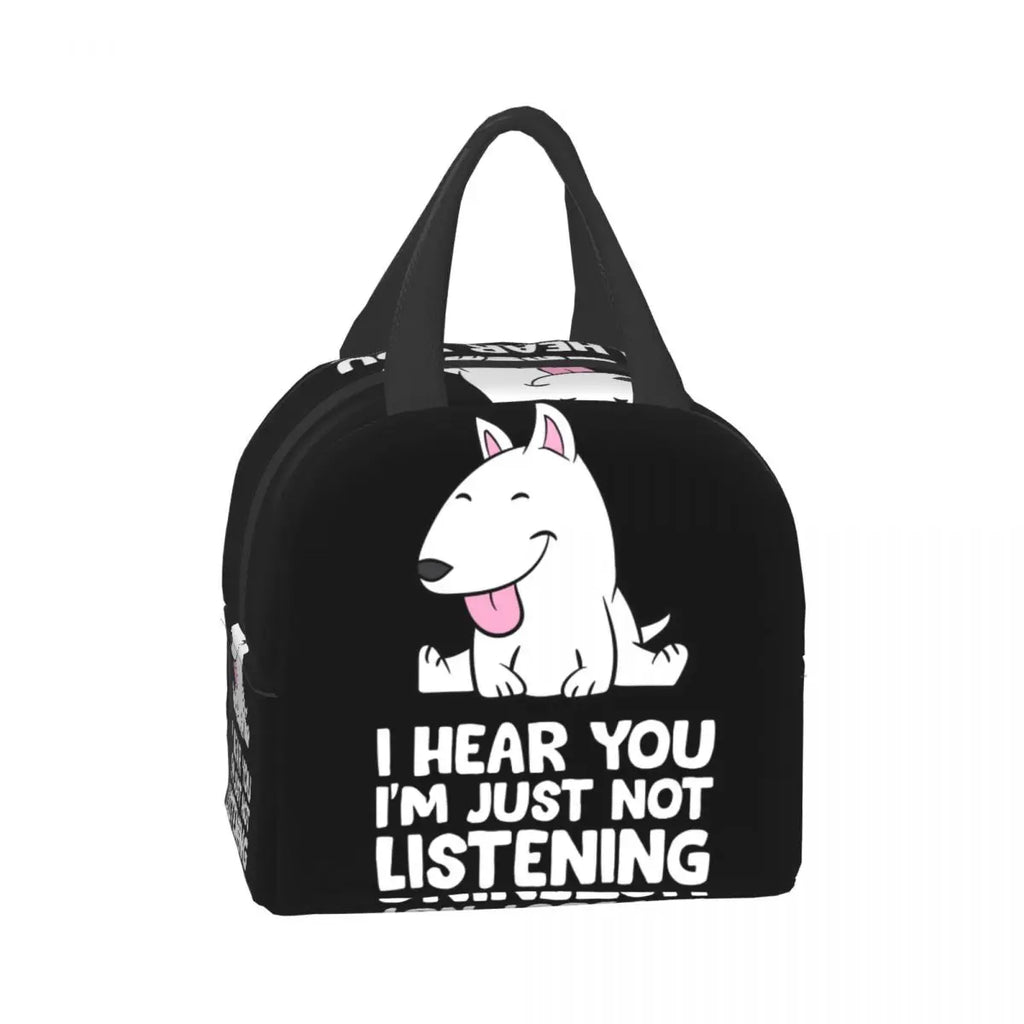 Funny Bull Terrier Insulated Lunch Bags for Women Dog Reusable Cooler