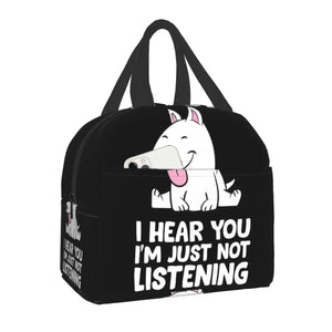 Funny Bull Terrier Insulated Lunch Bags for Women Dog Reusable Cooler